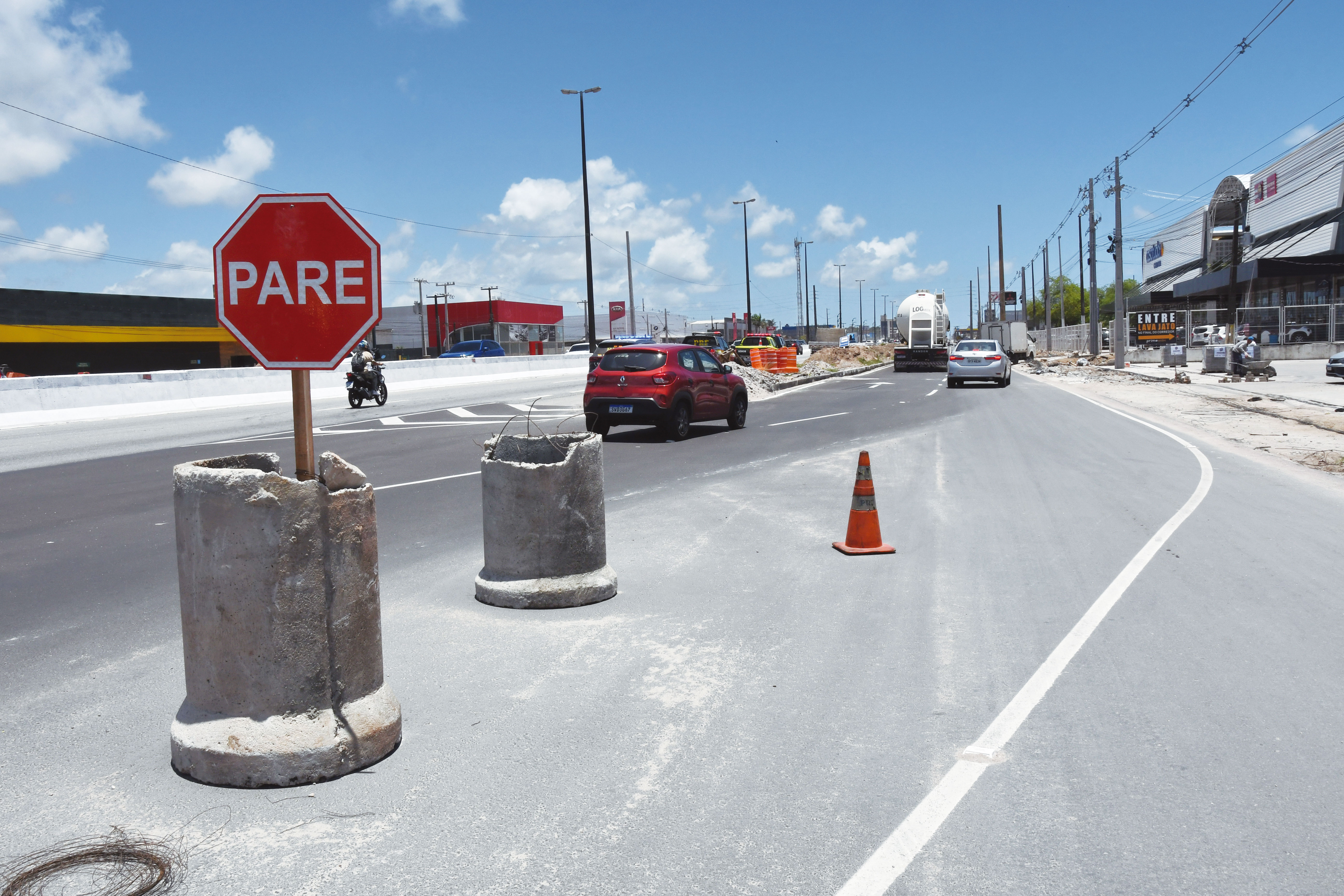 Alteração entre os km 12 e 13 da rodovia, no sentido João Pessoa-Cabedelo, será a primeira de uma série de mudanças provisórias | Foto: Roberto Guedes