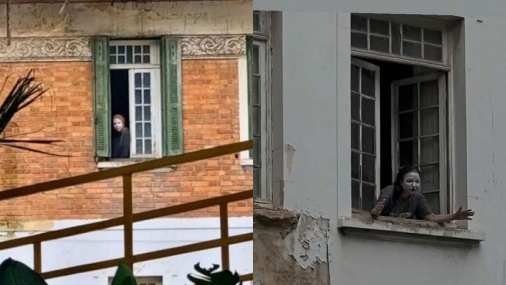 Mulher-da-Casa-Abandonada - Margarida só aparece com uma pasta branca no rosto - Reprodução.jpg